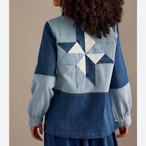 Anthropologie Seventy + Mochi piper patched chore jacket patchwork denim NWOT